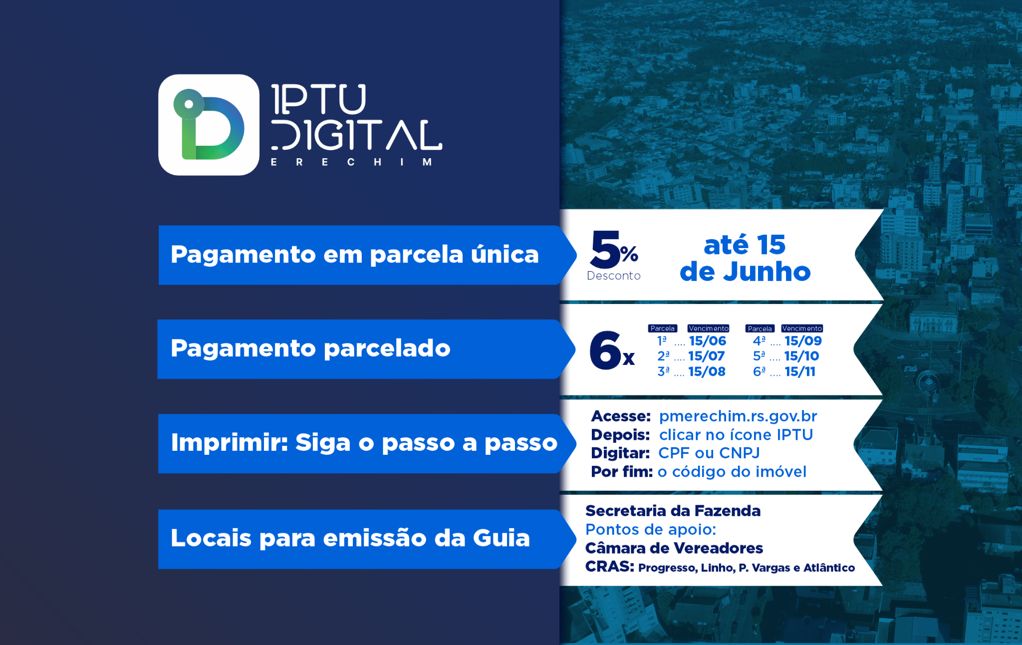 Você está visualizando atualmente IPTU: PAGAMENTO EM PARCELA ÚNICA E COM DESCONTO DE 5% VAI ATÉ O DIA 15 DESTE MÊS