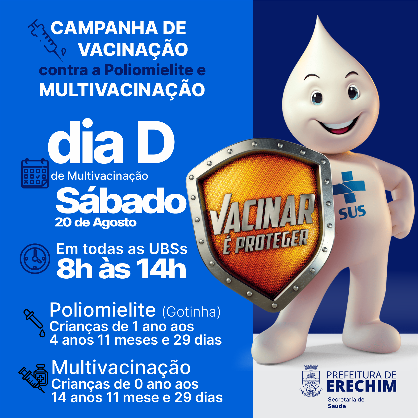 Você está visualizando atualmente SÁBADO É DIA DE MULTIVACINAÇÃO EM TODAS AS UBSS DE ERECHIM