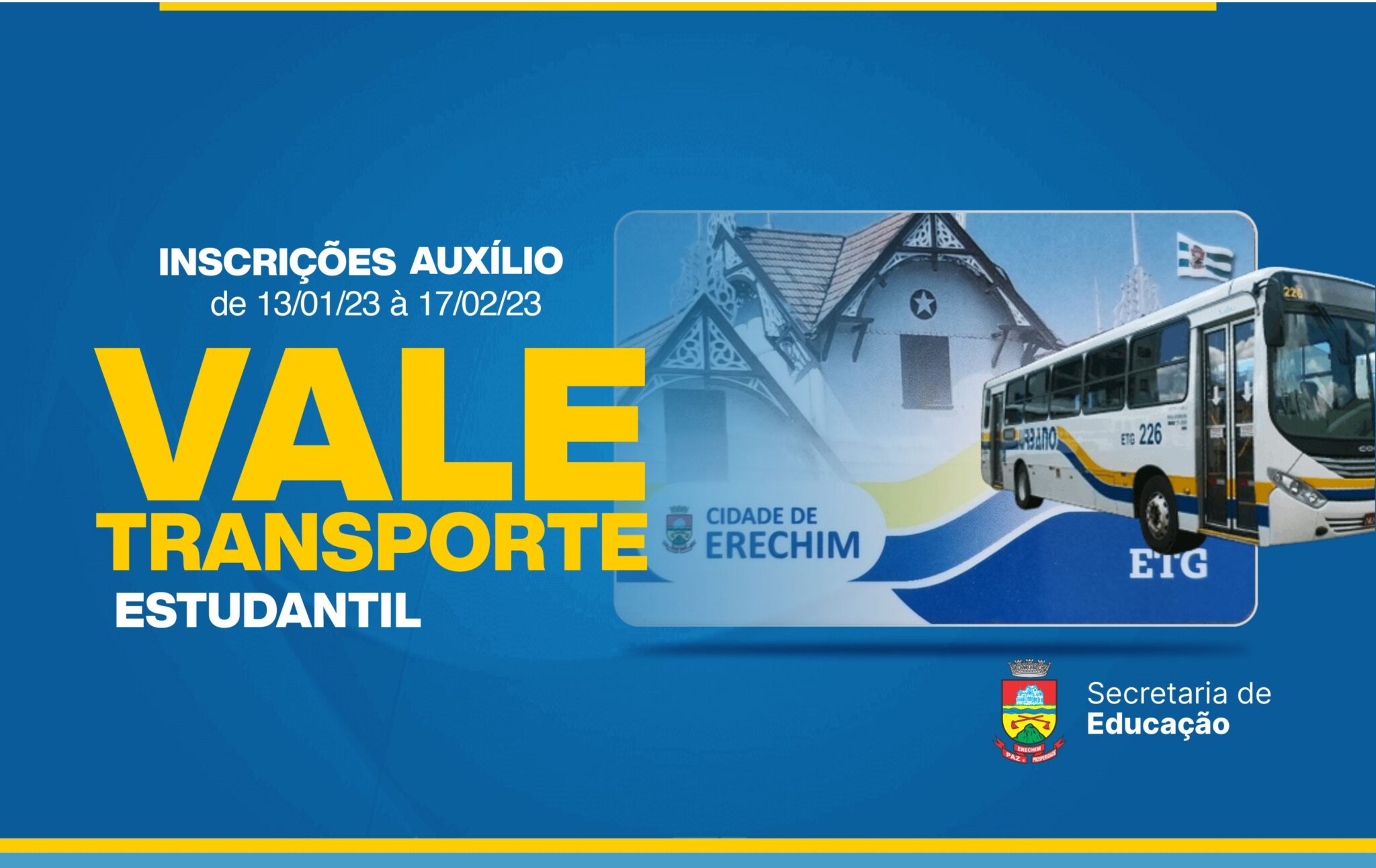 Você está visualizando atualmente Abertas inscrições para o Vale Transporte Estudantil