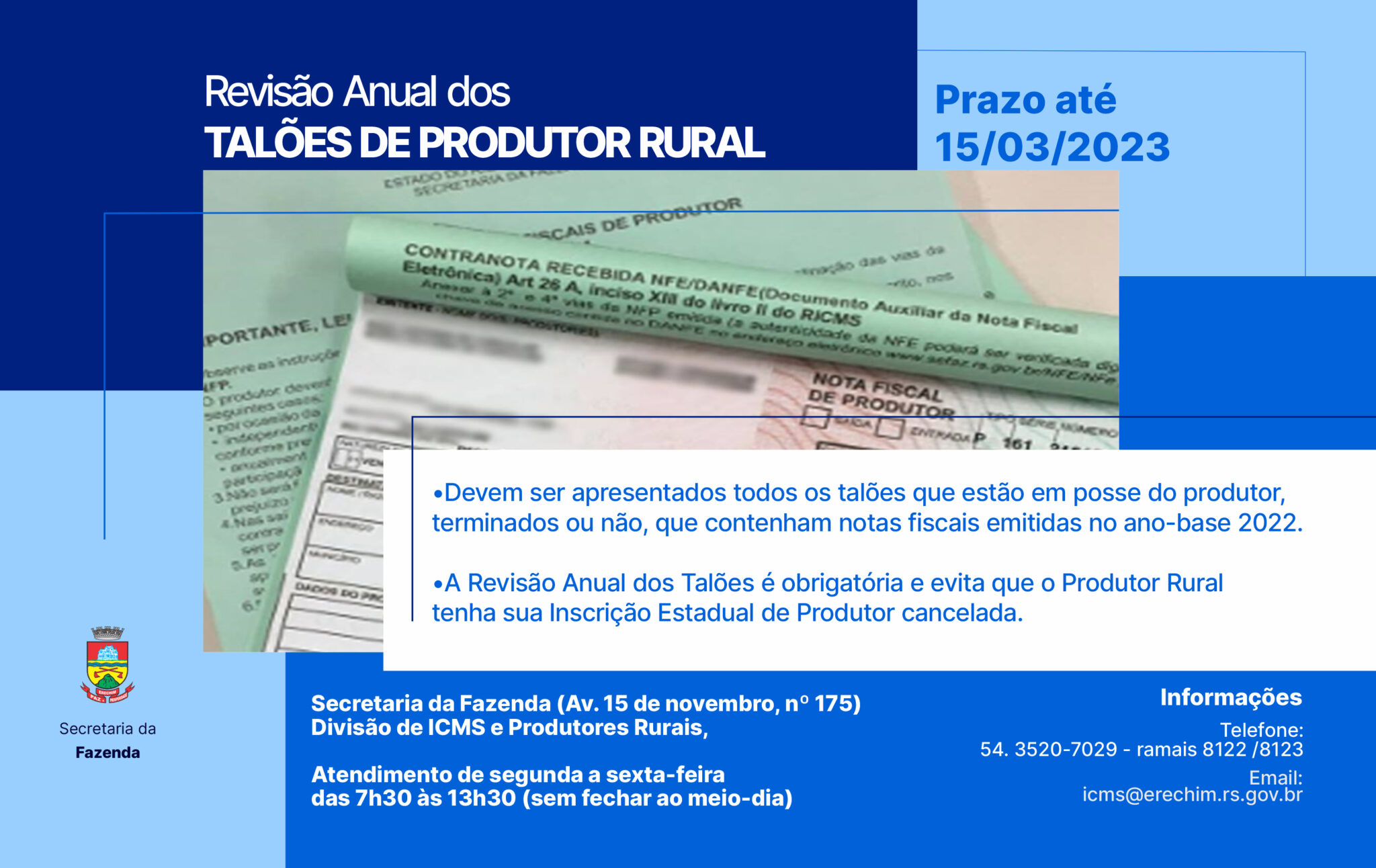 Você está visualizando atualmente Já está aberto período para revisão anual do talão de produtor