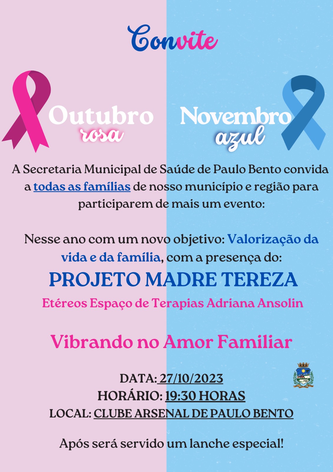 Você está visualizando atualmente Convite Outubro Rosa e Novembro Azul